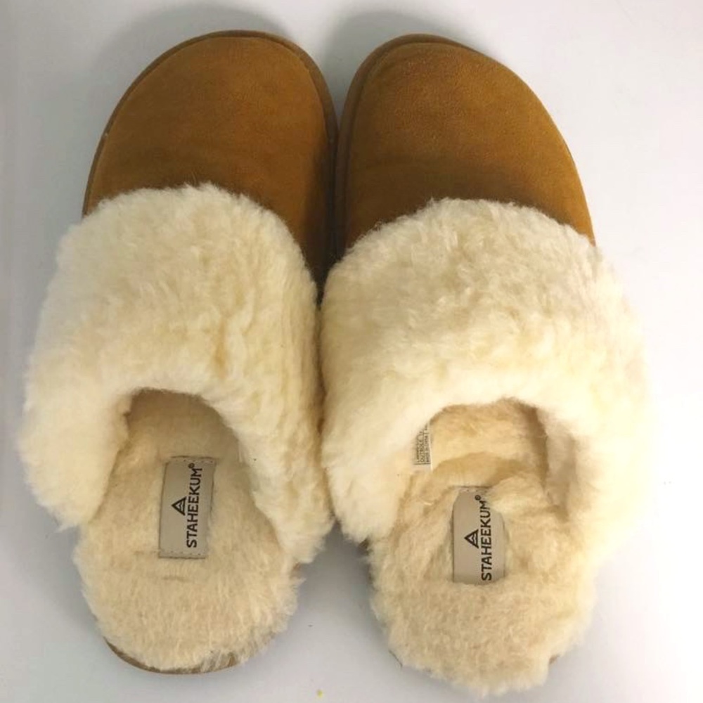 Staheekum Women's Cozy Slide Slipper, Wheat, Size 10